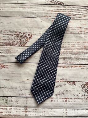 Navy Men's Tie with White Micro Pattern